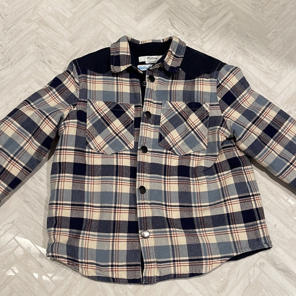 Bonpoint plaid shirt jacket, snap front, size 6 - Picture 2 of 8